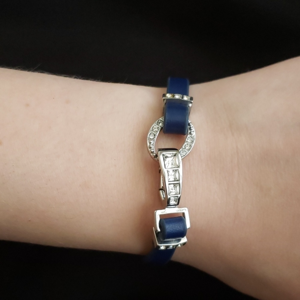 Blue leather strap bracelet